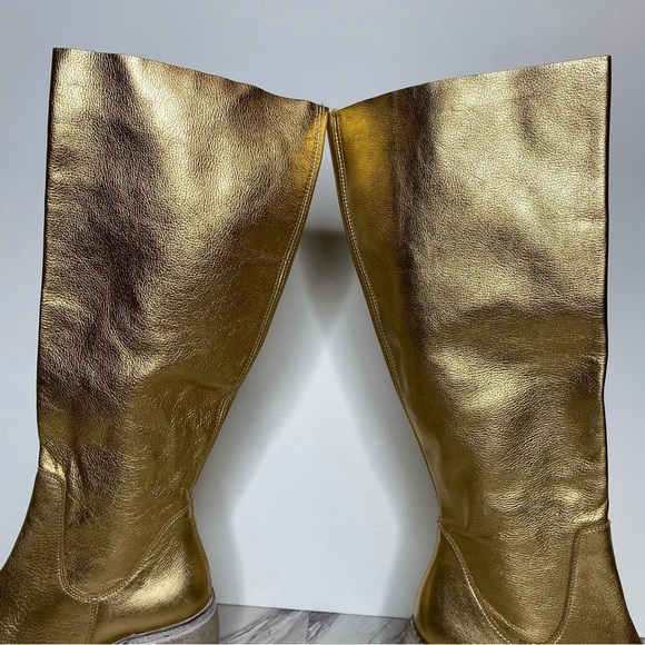 Free People Essential Gold Leather Tall Boot 38 1/2 - Picture 8 of 16